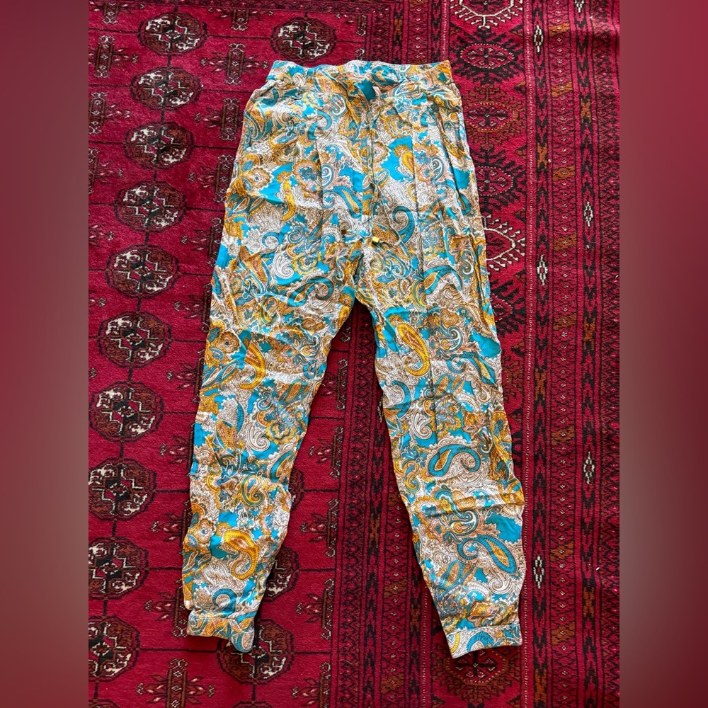 H&M Paisley Joggers in Teal and Mustard